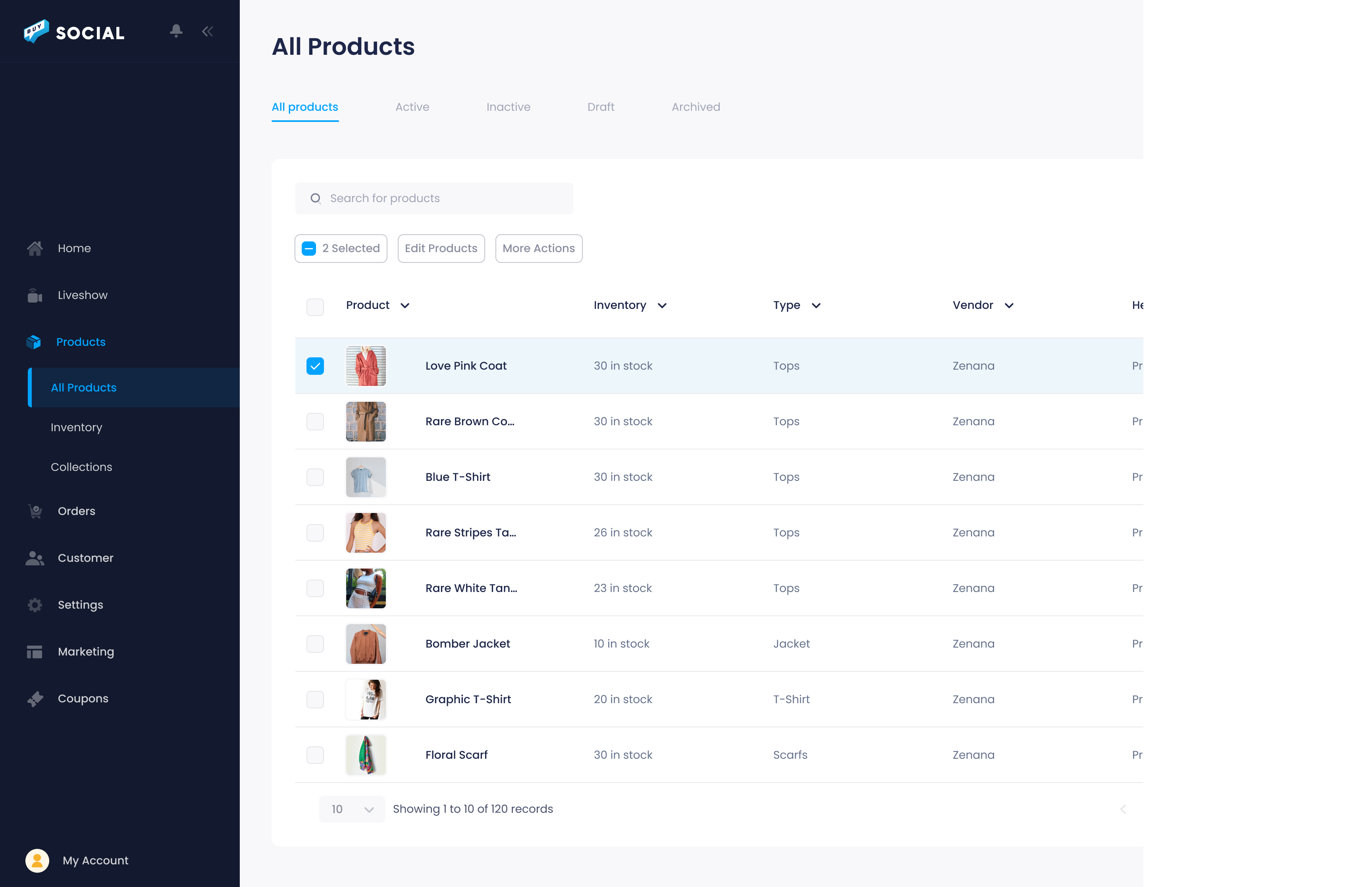 Buy Social product catalog with Shopify sync